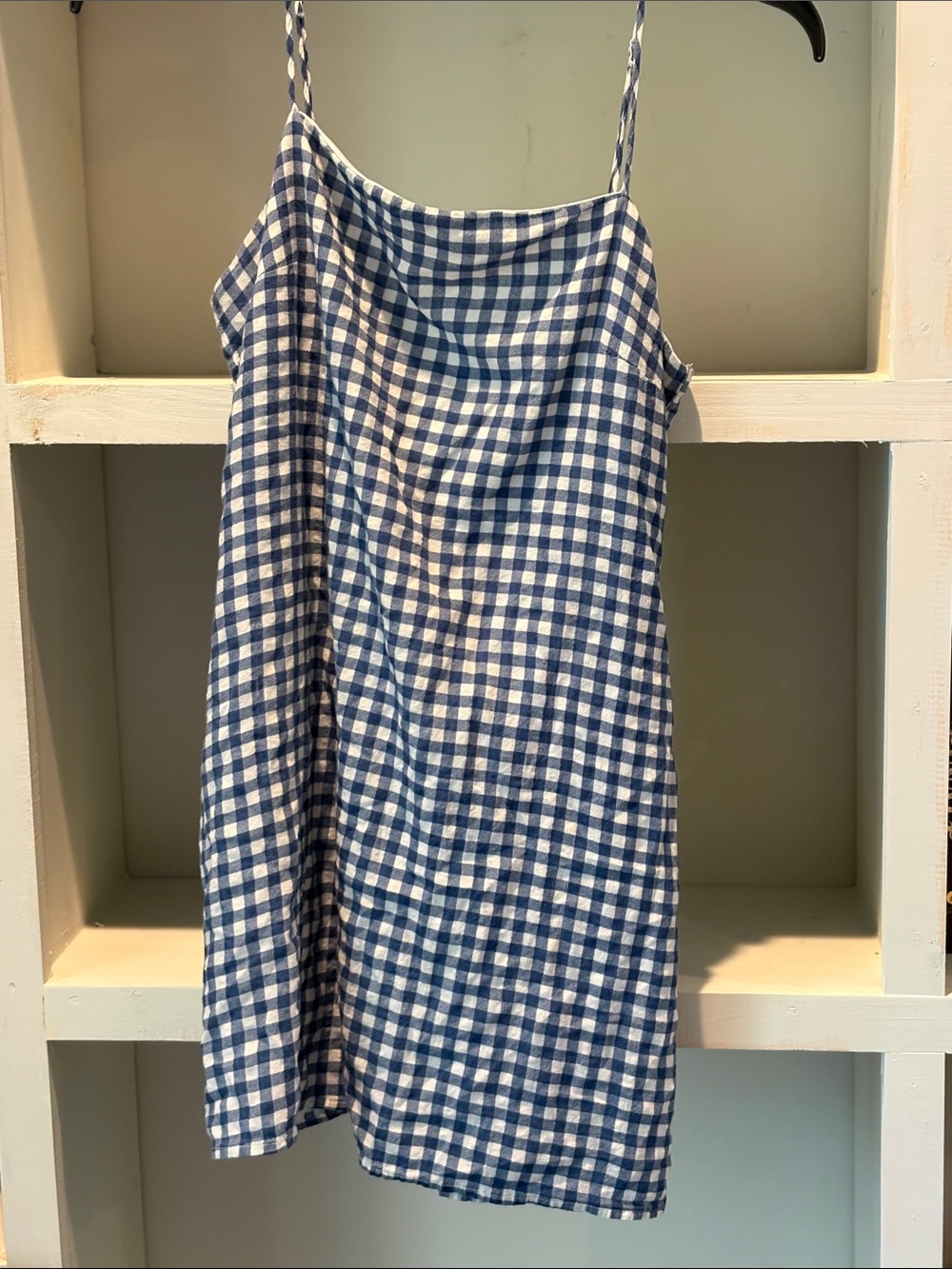 Girls Blue and White Gingham Slip Dress